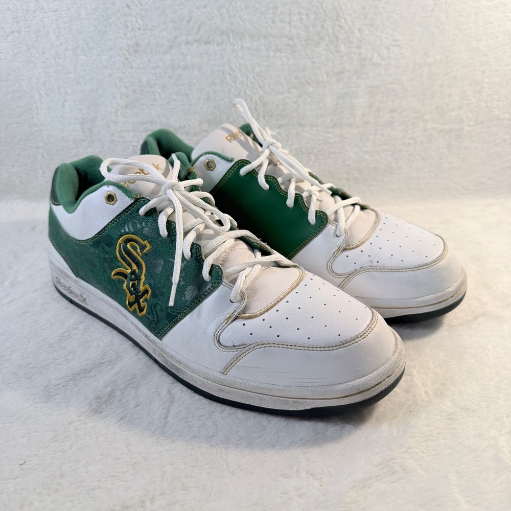 Reebok Chicago White Sox St‎ Patrick Edition Mens 13 Green White Good Rare MLB